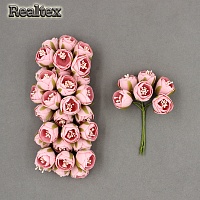 Декоративный букетик Realtex "Розочка закрытая пионовидная" TF-1924 30*120мм (6букет.* 6шт) цв.персиковый
