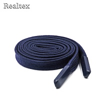 Шнур с наконечниками Realtex R- 2 плоский однотонный шир.12мм дл.140см (10шт) цв.темно-синий