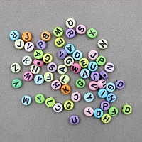 Бусины пластик Реалтекс Английский алфавит 4*7мм (100гр) цв.mix