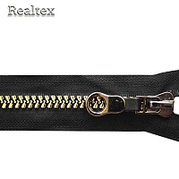 Молния трактор  Реалтекс R-1 декоративная Т.8 1замок 100см разъемная цв.черный/золото 