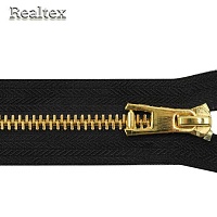 Молния металл Т.5 Realtex 1замок 60см разъемная цв.золото/чёрный
