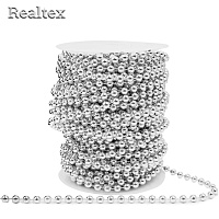 Бусины тесьма Realtex  6мм цв.серебро