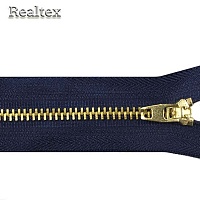 Молния джинсовая  Реалтекс латунь Т.4,5 "Кобра" 18см цв.синий/золото 