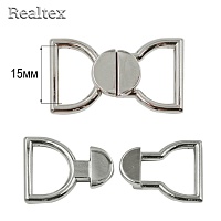 Застежка для купальника металлическая Realtex 15мм 3633 (10шт) цв.полированный никель