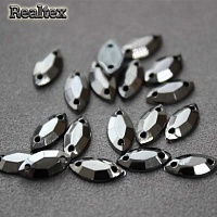 Стразы пластиковые пришивные DN "Овал острый" 10*5мм (250шт) цв.графит