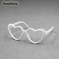Очки без стекла сердце пластик 7см для игрушек цв.белый