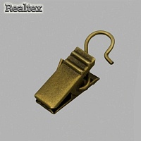 Зажим для штор RS 9/18/12мм д/штор с крючком цв.бронза