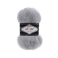 Пряжа Alize "Мохер Classic" (100гр) цв.021 серый 
