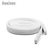 Шнур с наконечниками Realtex R- 2 плоский однотонный шир.12мм дл.140см (10шт) цв.белый