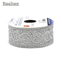 Тесьма жакардовая TRJ-01 33-35мм (10м) цв.серебро 