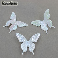 Бусины пластик Realtex Бабочка (10шт) цв.белый перламутр