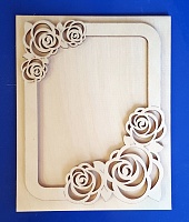Заготовка для декорирования деревянная Фоторамка с розами 14,5*18см