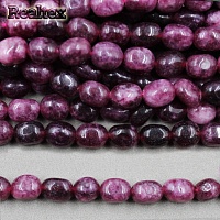 Бусины Реалтекс из натурального камня галтованного 8*10мм дл.38см (38шт) цв.винный