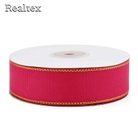 Лента репсовая 25мм RS (22.8м) цв.044 малиновый/золото