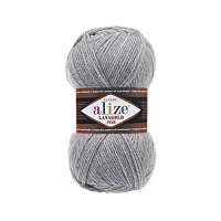 Пряжа Alize "Lana Gold Fine" (100гр) цв.021 серый меланж