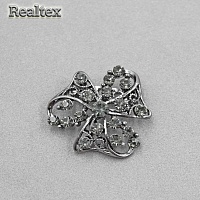 Брошь со стразами Реалтекс FR-8-23 (2шт) цв.черный никель