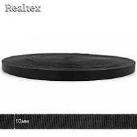  Лента ременная атласная Реалтекс 10мм высококачественная (45,7м) цв.черный