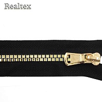 Молния трактор  Realtex R-15 декоративная Т.5 1замок 90см разъемная (шашечки) цв.черный/золото