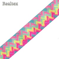 Лента репсовая с рисунком Реалтекс 25мм "Волна" цв.mix
