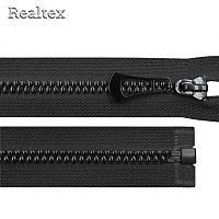 Молния трактор  Realtex R-14 декоративная Т.8 1замок 70см разъемная (глянцевая) цв.черный