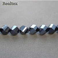 Бусины Реалтекс стеклянные граненые 8мм декоративные на нитях цв.32 гематит