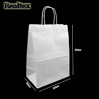 Пакет крафт белый с кручеными ручками 260*150*350мм (25шт)