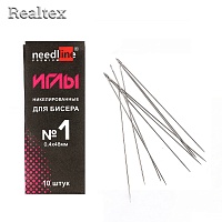 Набор игл швейных бисерных ИЗ-200153 никелированных №1 (0,4*48мм) (10 игл) 