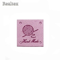 Бирка пришивная замша Realtex №06 "HandMade" цв.сиреневый