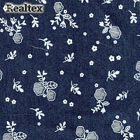 Ткань джинс FD "Букет-2" 25997 цв.тёмно-синий