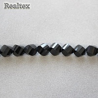 Бусины Realtex стеклянные граненые 6мм декоративные на нитях цв.02 черный