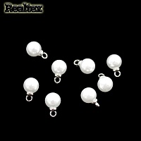 Бусины-подвесы пластик Realtex  6мм (50шт) цв.белый/серебро