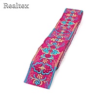 Тесьма термоклеевая 52228 50мм цв.малина/бежевый