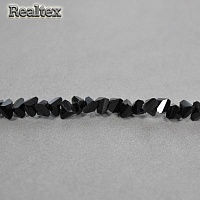 Бусины Реалтекс стеклянные со скошенными гранями 6мм "Пирамида" на нитях цв.02 черный