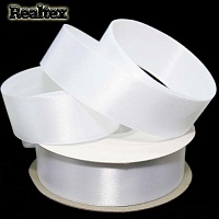 Лента атласная 25мм (27,4м) Реалтекс цв.белый