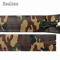  Молния витая Realtex водонепроницаемая R-22 Т.5 1замок 70см разъемная цв.камуфляж хаки