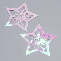 Пайетки "Астра" "колокольчик в звезде" 9*9см (30шт) цв.перламутр голограмма