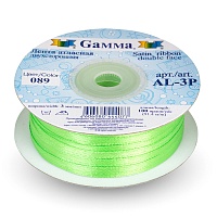 Лента атласная 3мм двухсторонняя Al-3P "Gamma" цв.089 светло-салатовый