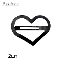 Заготовка для заколок "R" Сердечко 60мм (2шт) цв.черный