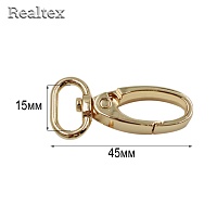  Карабин Реалтекс 15мм (10шт) цв.полированное золото