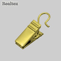 Зажим для штор RS 9/18/12мм д/штор с крючком цв.золото