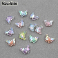 Бусины пластик Реалтекс Бабочка глянцевые прозрачные с цветной сердцевиной (500гр) цв.mix