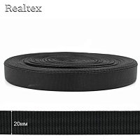 Лента ременная атласная Реалтекс 20мм высококачественная (45,7м) цв.черный