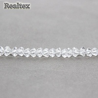 Бусины Реалтекс стеклянные со скошенными гранями 6мм "Пирамида" на нитях цв.01 прозрачный