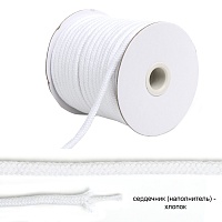 Шнур ХБ 5,5мм с наполнителем TBY6209F101 цв.101 белый