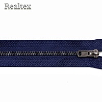 Молнии джинсовые Т.4 18см неразъёмная цв.черный никель/330 синий